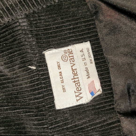 VTG coat Weathervane trenchcoat black curduroy long black two button closure - Picture 2 of 7